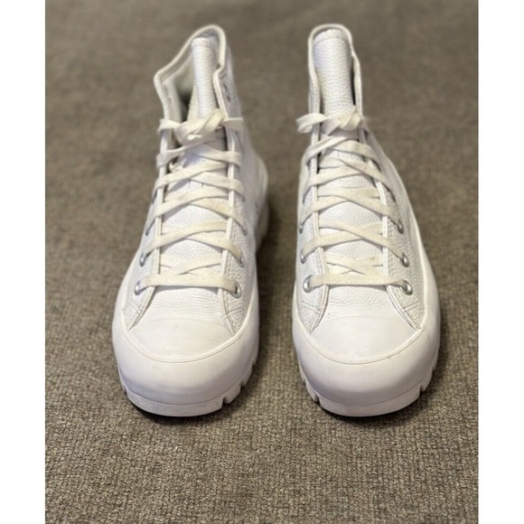 Converse Chuck Taylor All Star Women’s Size 8 White Lugged Leather High Shoes - Picture 2 of 9